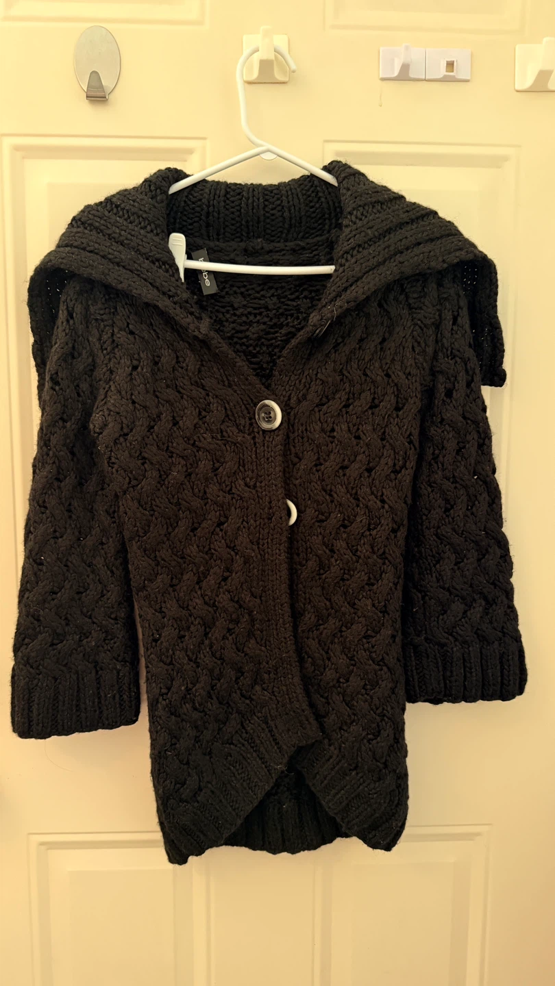 Black Cable Knit Cardigan  Size M - photo 2