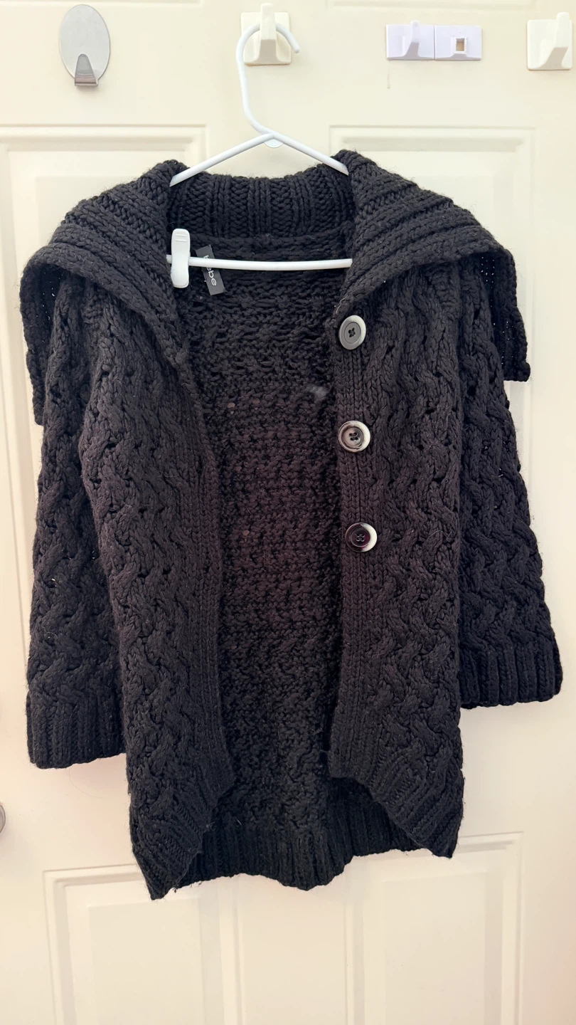 Black Cable Knit Cardigan  Size M - photo 3