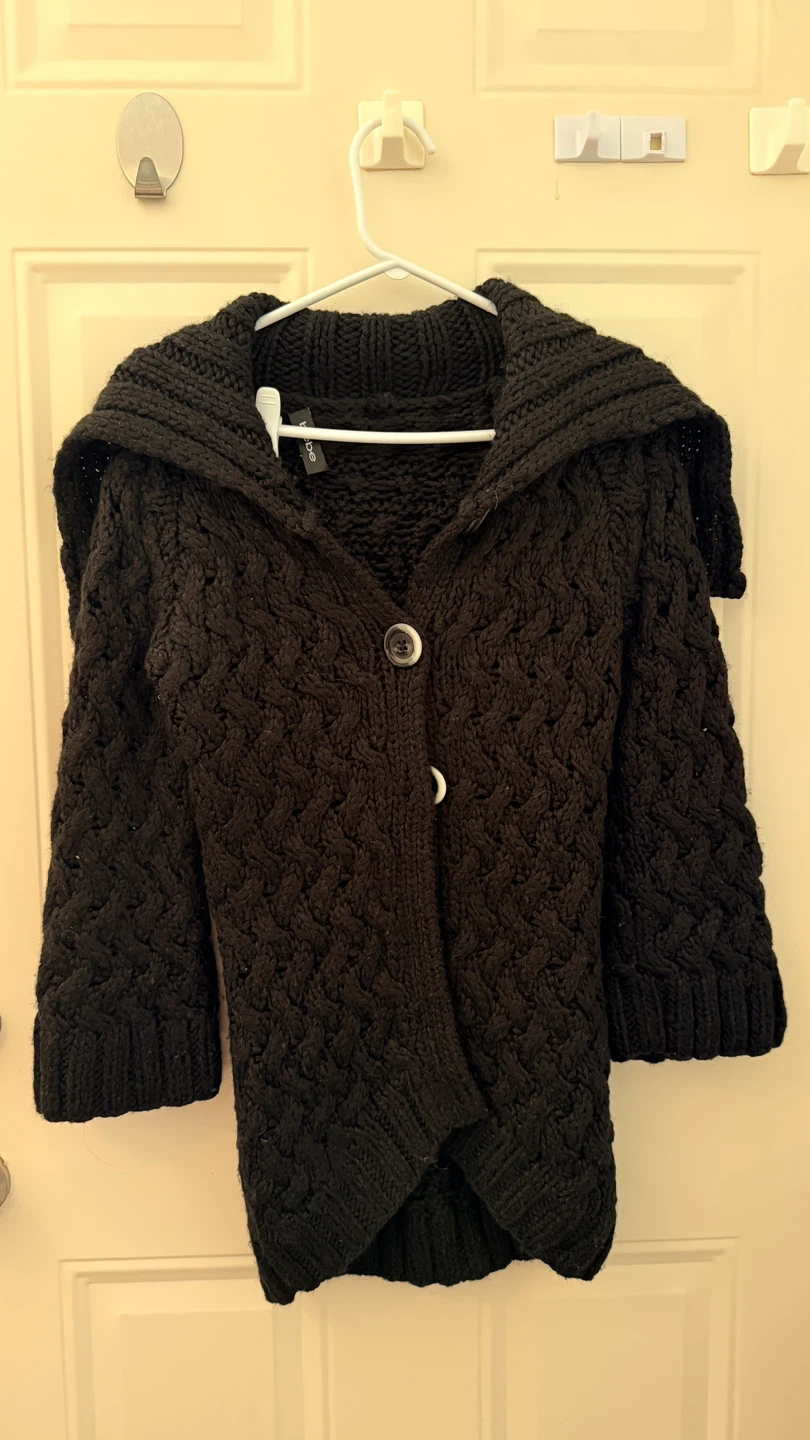 Black Cable Knit Cardigan  Size M