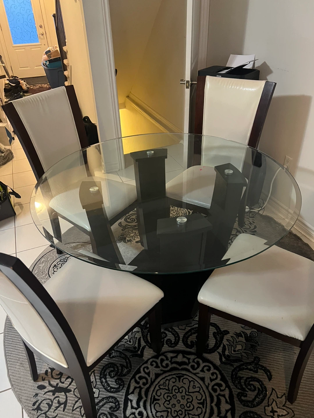 Glass Top Dining Table with 4 Chairs