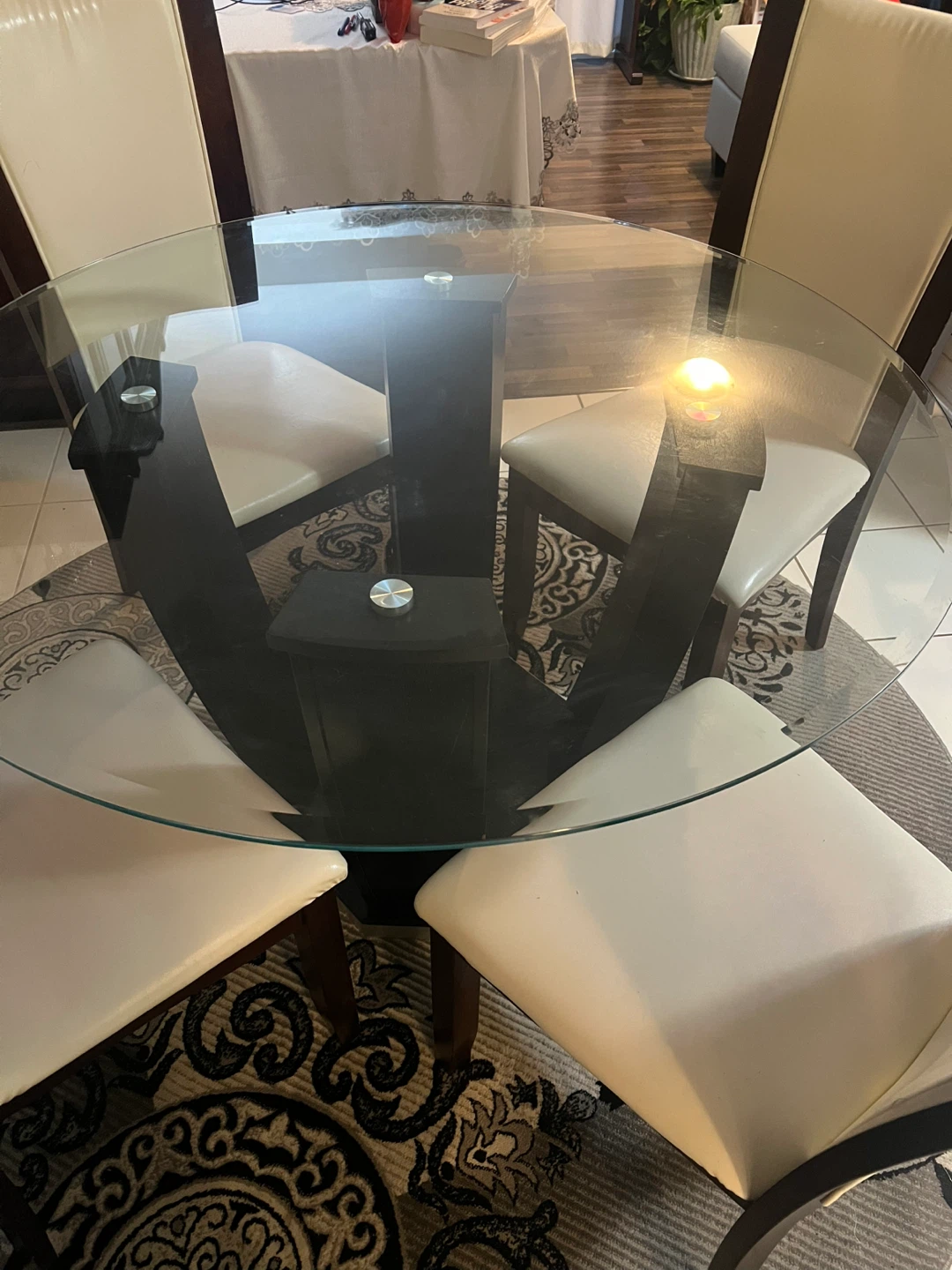 Glass Top Dining Table with 4 Chairs - photo 3