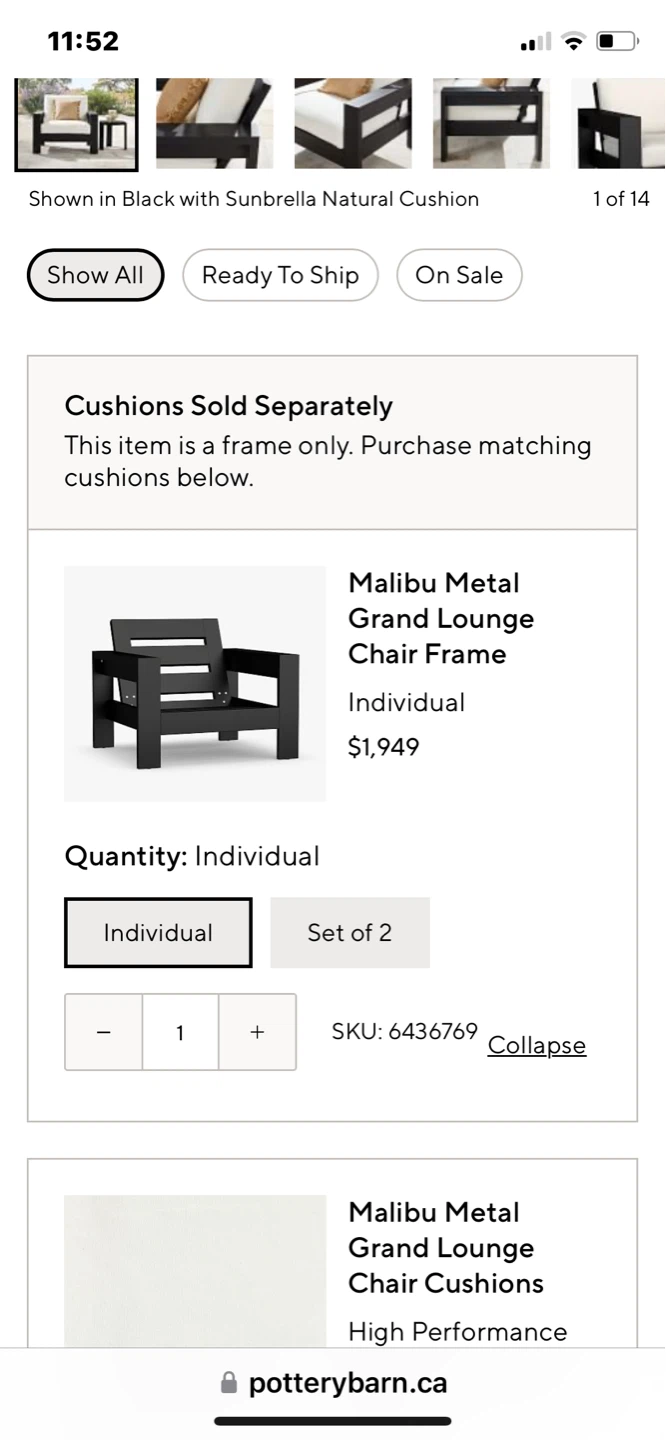 Pottery Barn Malibu Metal Grand Lounge Chair Frame