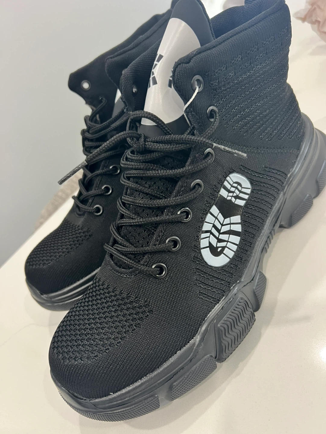 Black Knit Work Boots