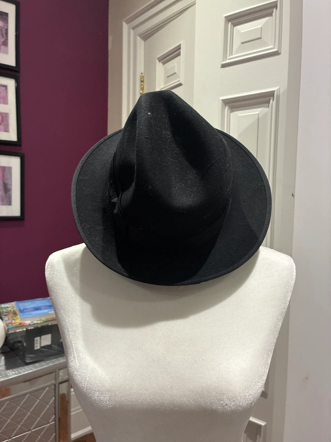 Black Felt Fedora Hat - photo 2