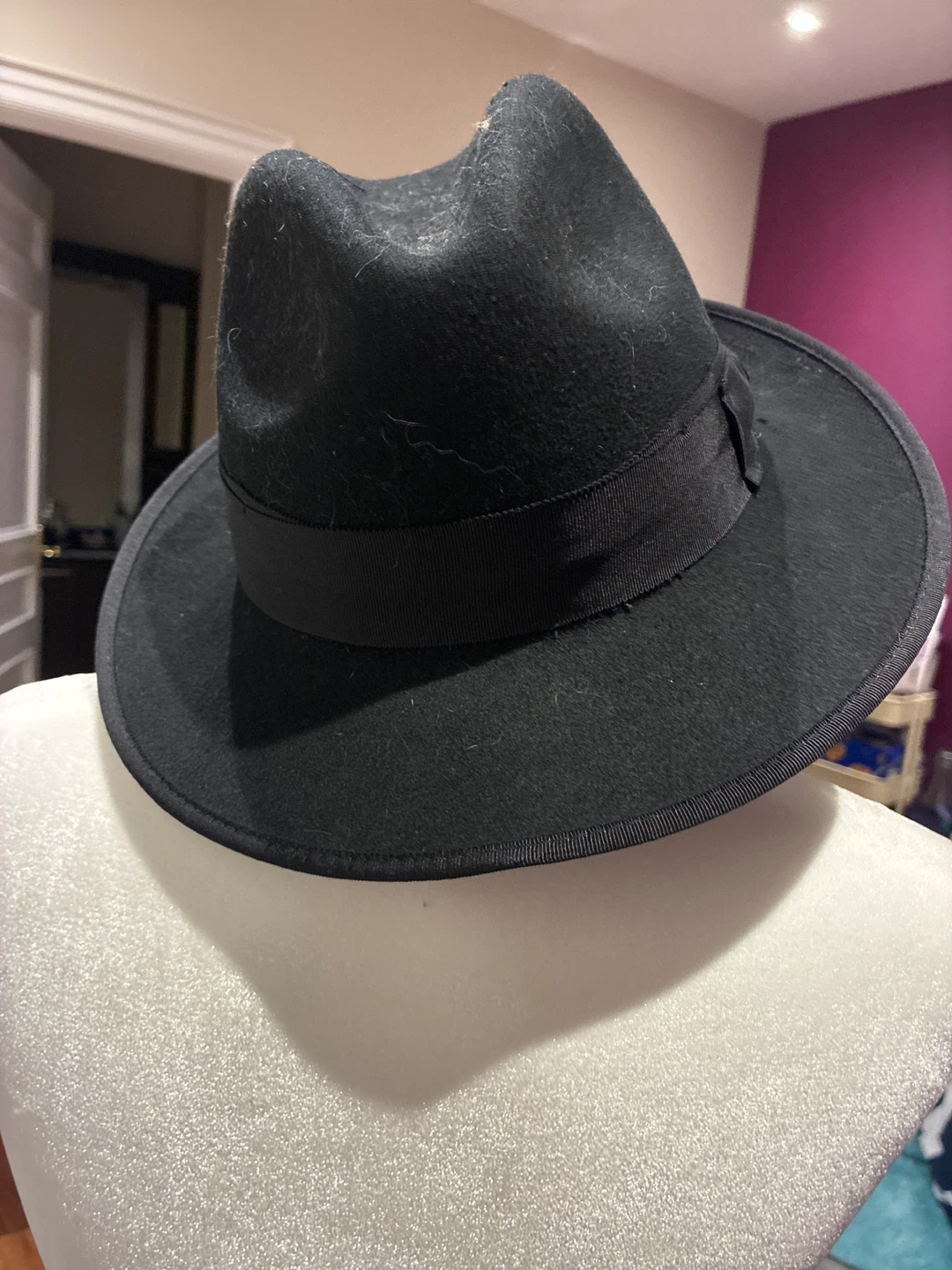 Black Felt Fedora Hat - photo 4
