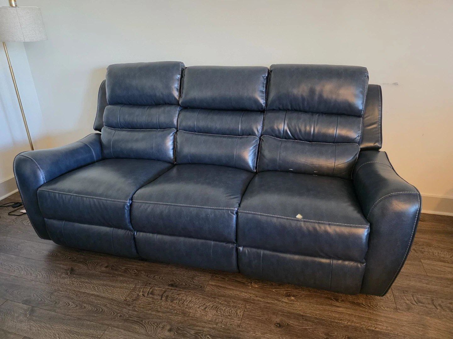 Leather Reclining Sofa with 3 Seats and Cup Holders