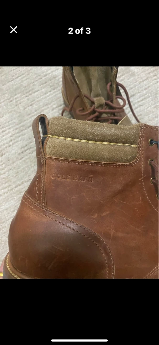 Cole Haan Men's Brown Leather Lace-Up Boots Size 10.5 - photo 3