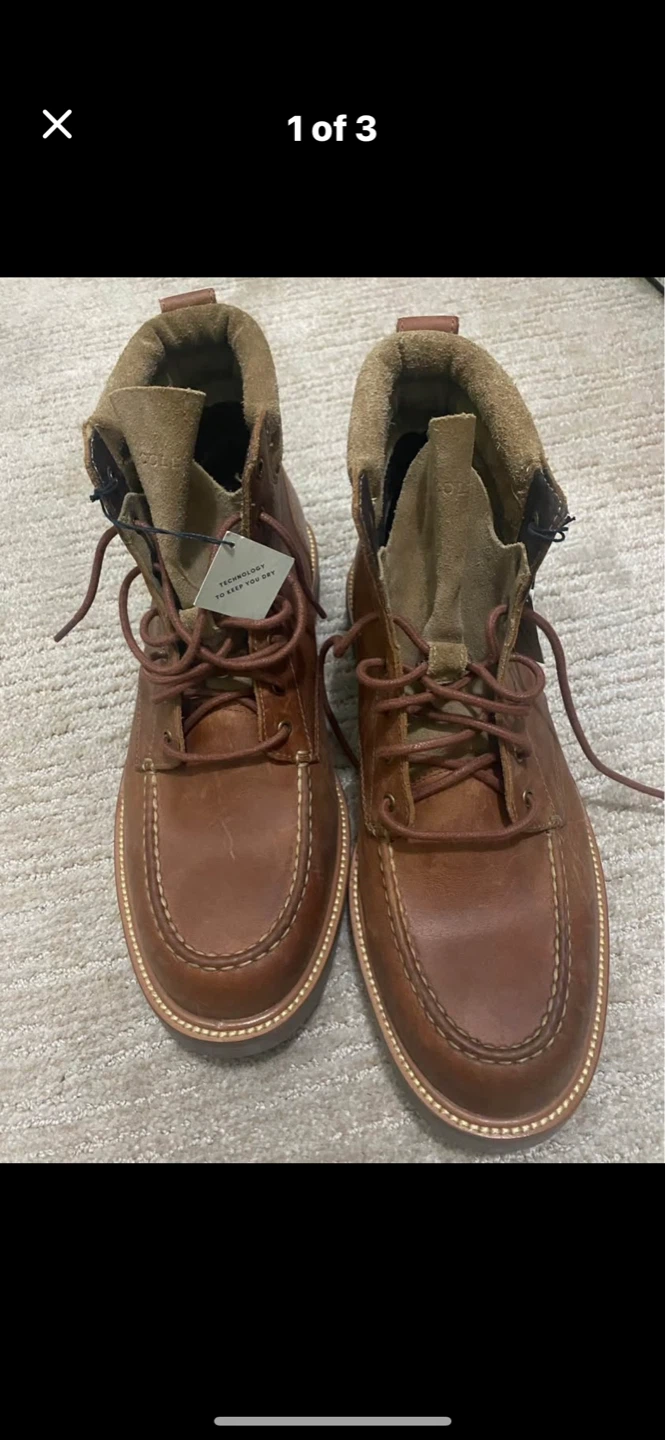 Cole Haan Men's Brown Leather Lace-Up Boots Size 10.5