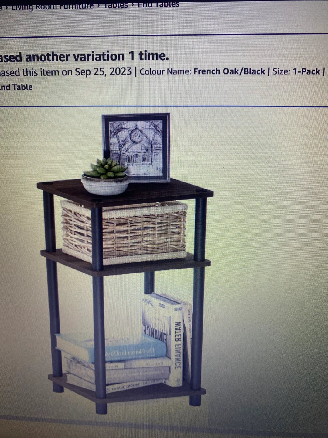 French Oak/Black 2-Tier End Table