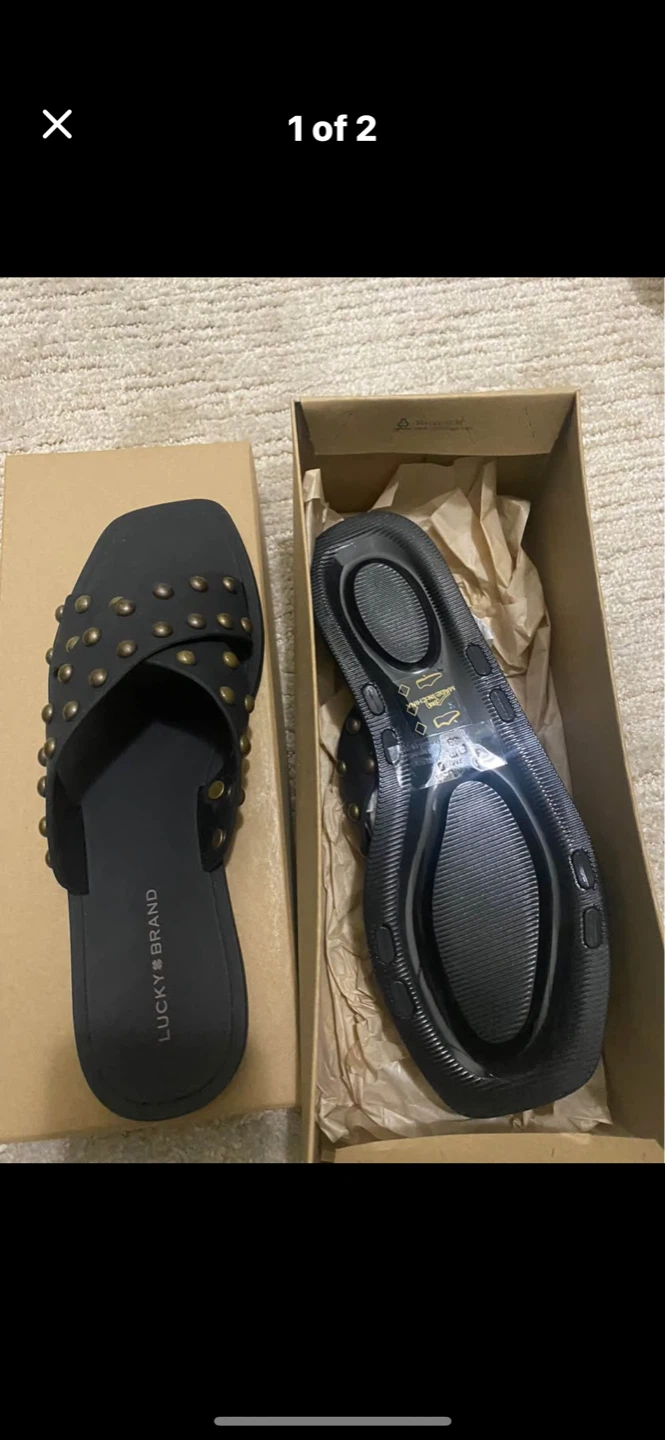 Lucky Brand LK-JULINA Flat Sandals Black Matte Jelly Size 7