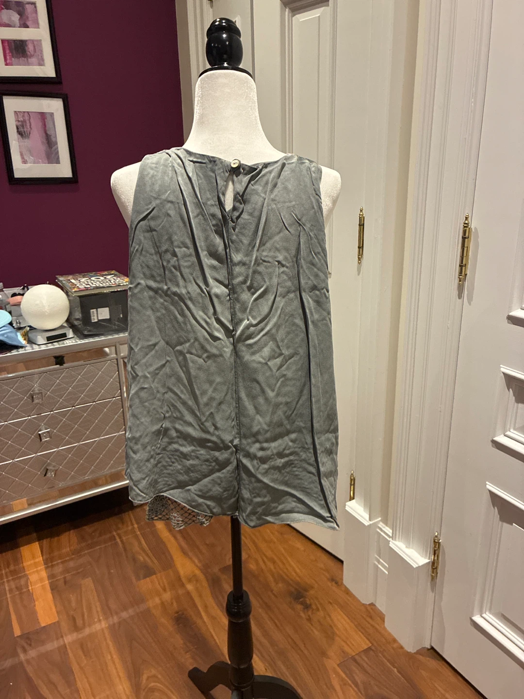 Grey Sleeveless Top with Mesh Detail - photo 2