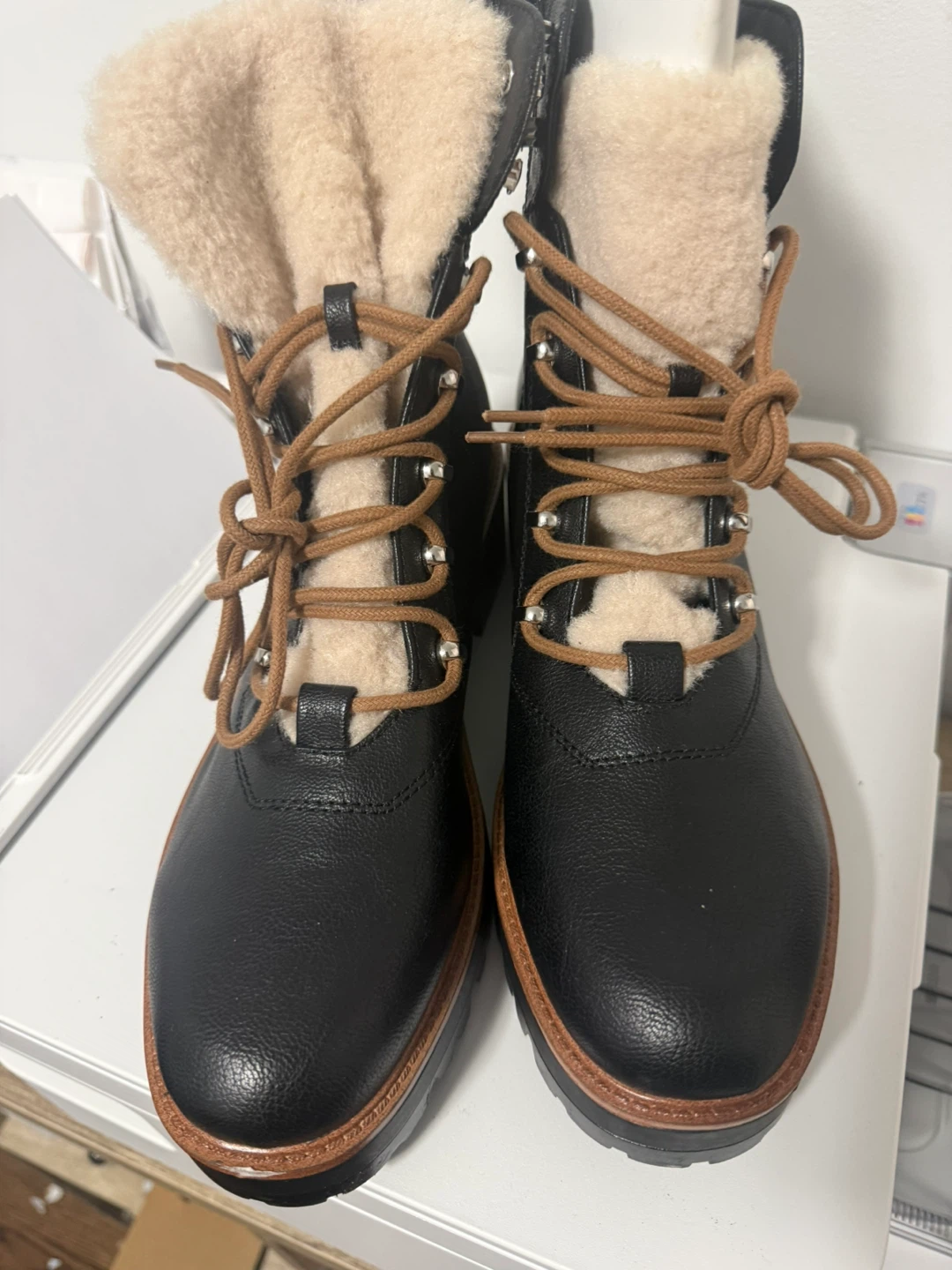 Nine West Black Leather Lace-Boots Lining - Size 11 - photo 2