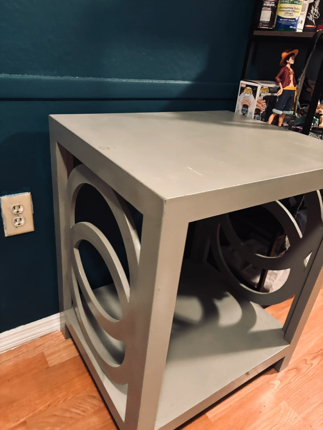 Gray Accent Side Table with Cutout Design - photo 2