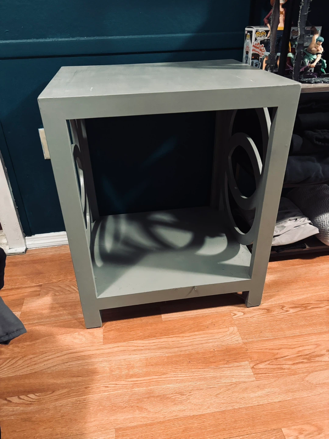 Gray Accent Side Table with Cutout Design