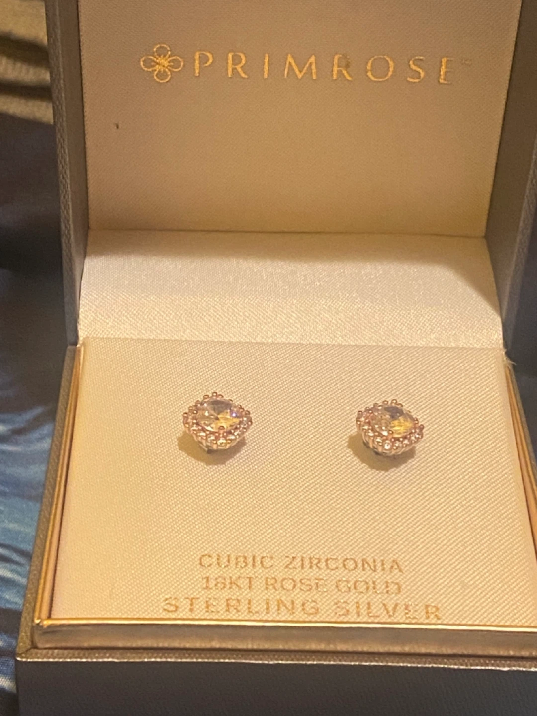Primrose Sterling Silver Cubic Zirconia Rose Gold Earrings