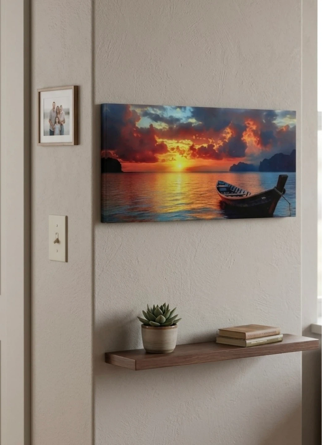 Canvas Wall Art - Sunset Boat Scene
