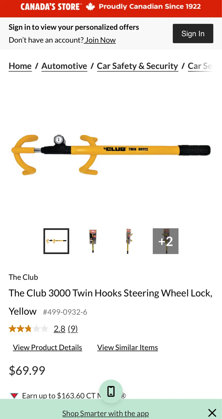 The Club 3000 Twin Hooks Steering Wheel Lock - photo 3