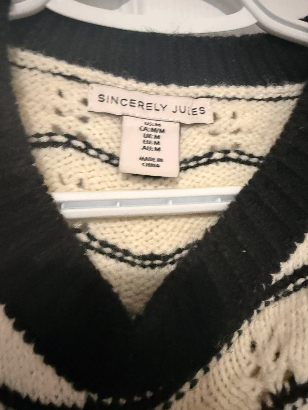 Cream & Black Striped Sweater Size M - photo 2