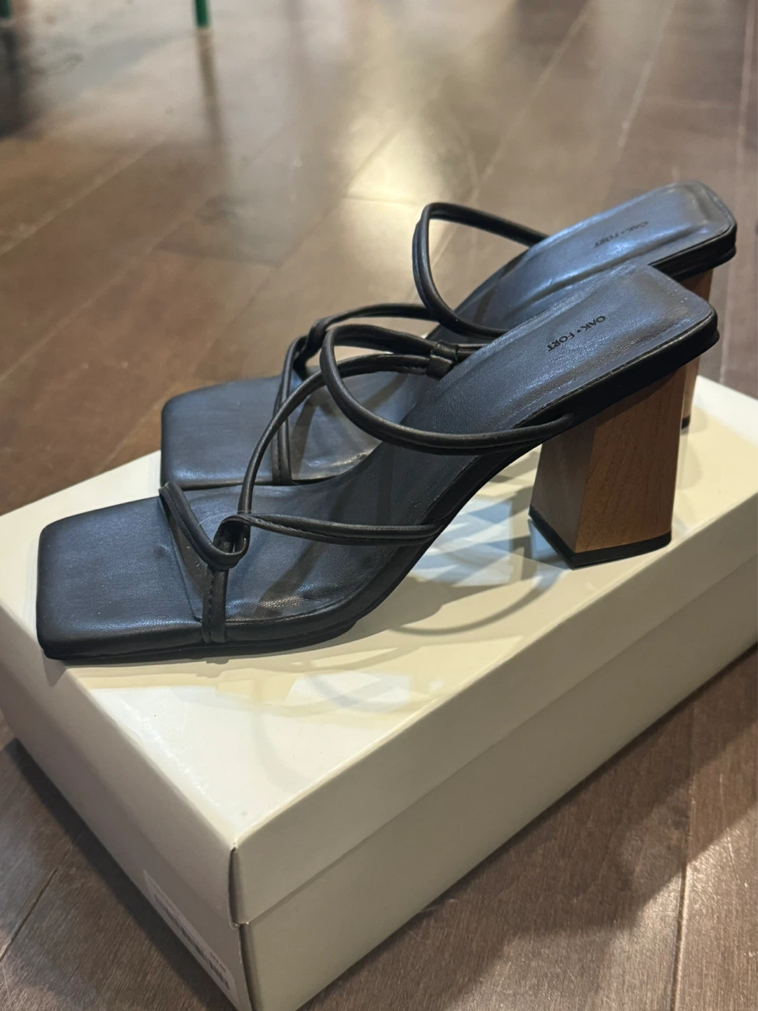 OAK + FORT Black Strappy Heeled Sandals
