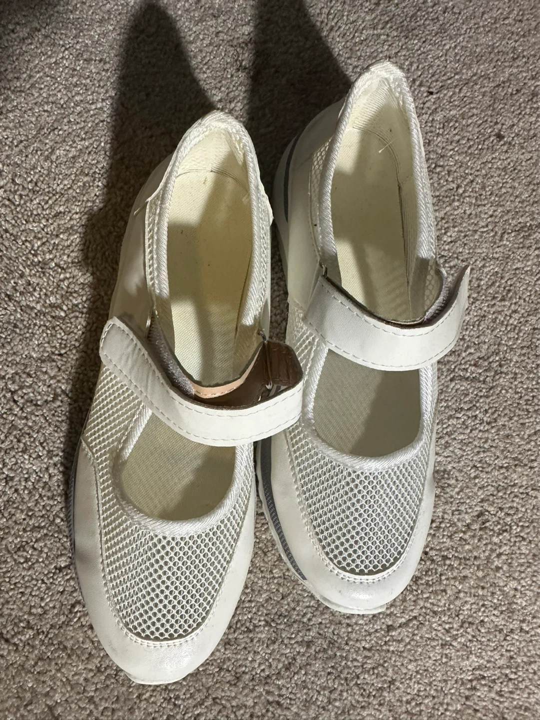 White Mesh Mary Jane Shoes
