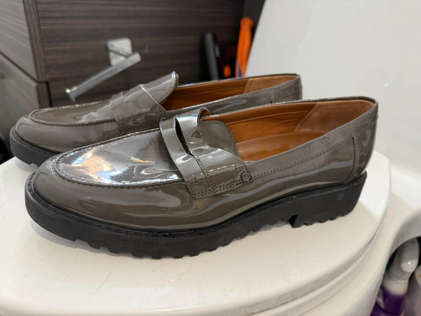 Franco Sarto Cassandra Loafers - Grey Patent Leather