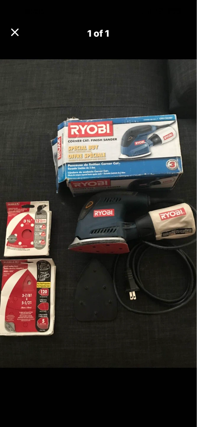 Ryobi Corner Cat Finish Sander with Sandpaper