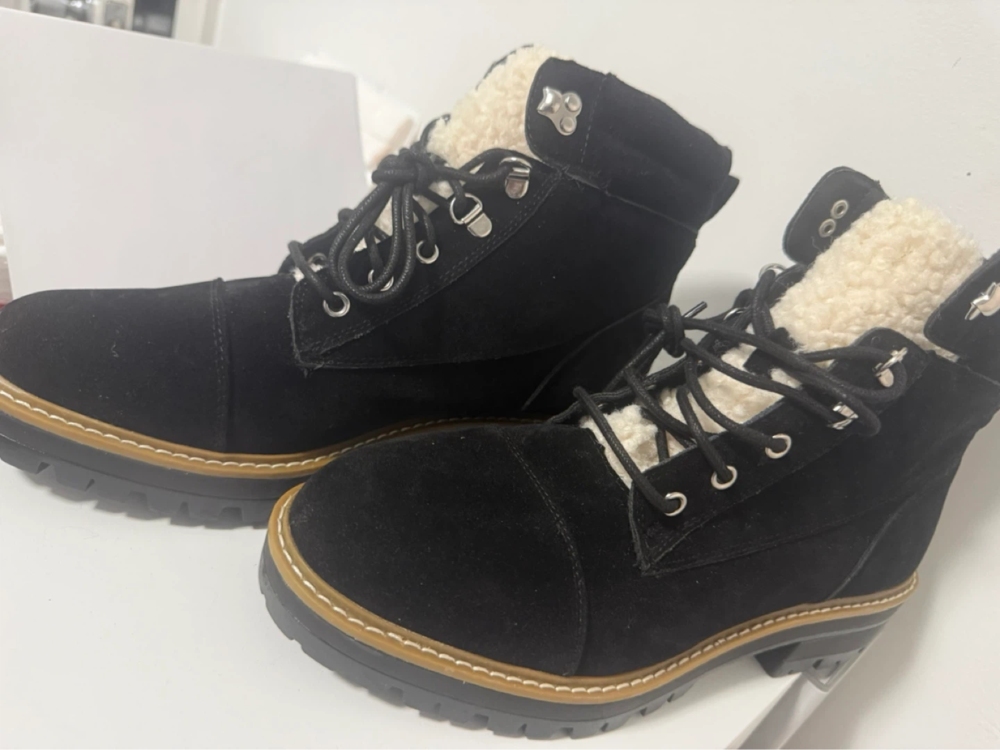 Time and Tru Black Suede Sherpa Lined Boots - Size 11