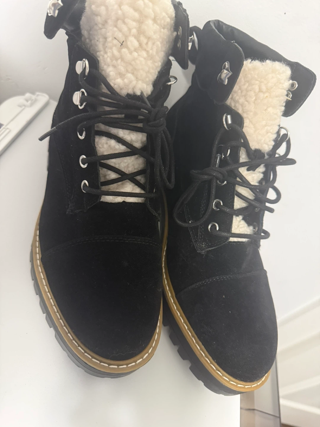 Time and Tru Black Suede Sherpa Lined Boots - Size 11 - photo 2