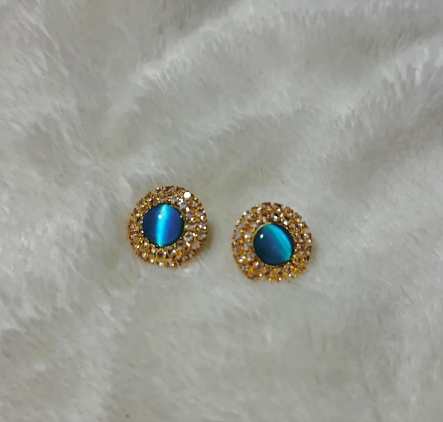 Blue Gemstone & Crystal Stud Earrings