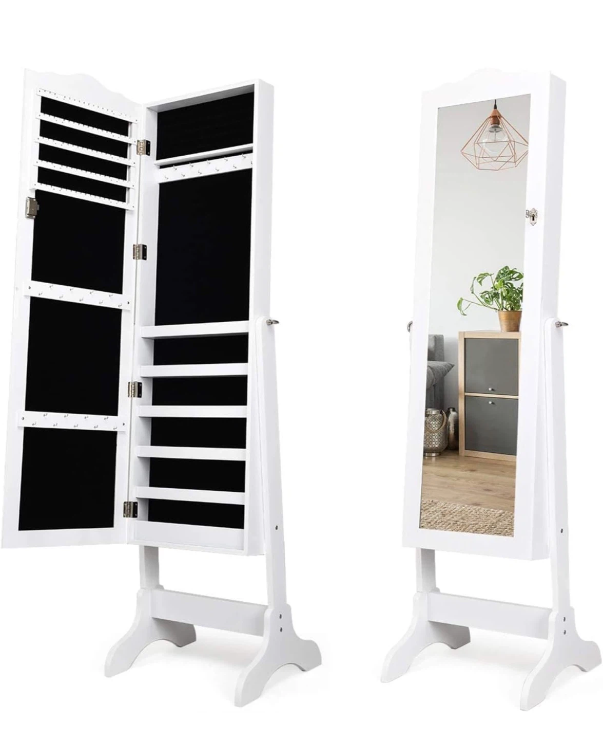 White Jewelry Armoire with Full Length Mirror - photo 3