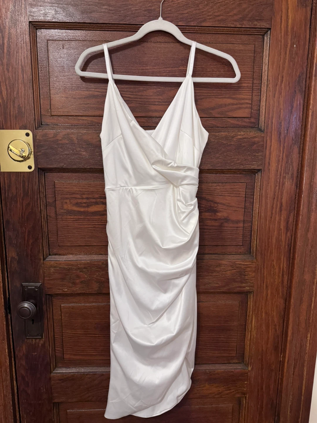 White Satin Slip Dress - Small