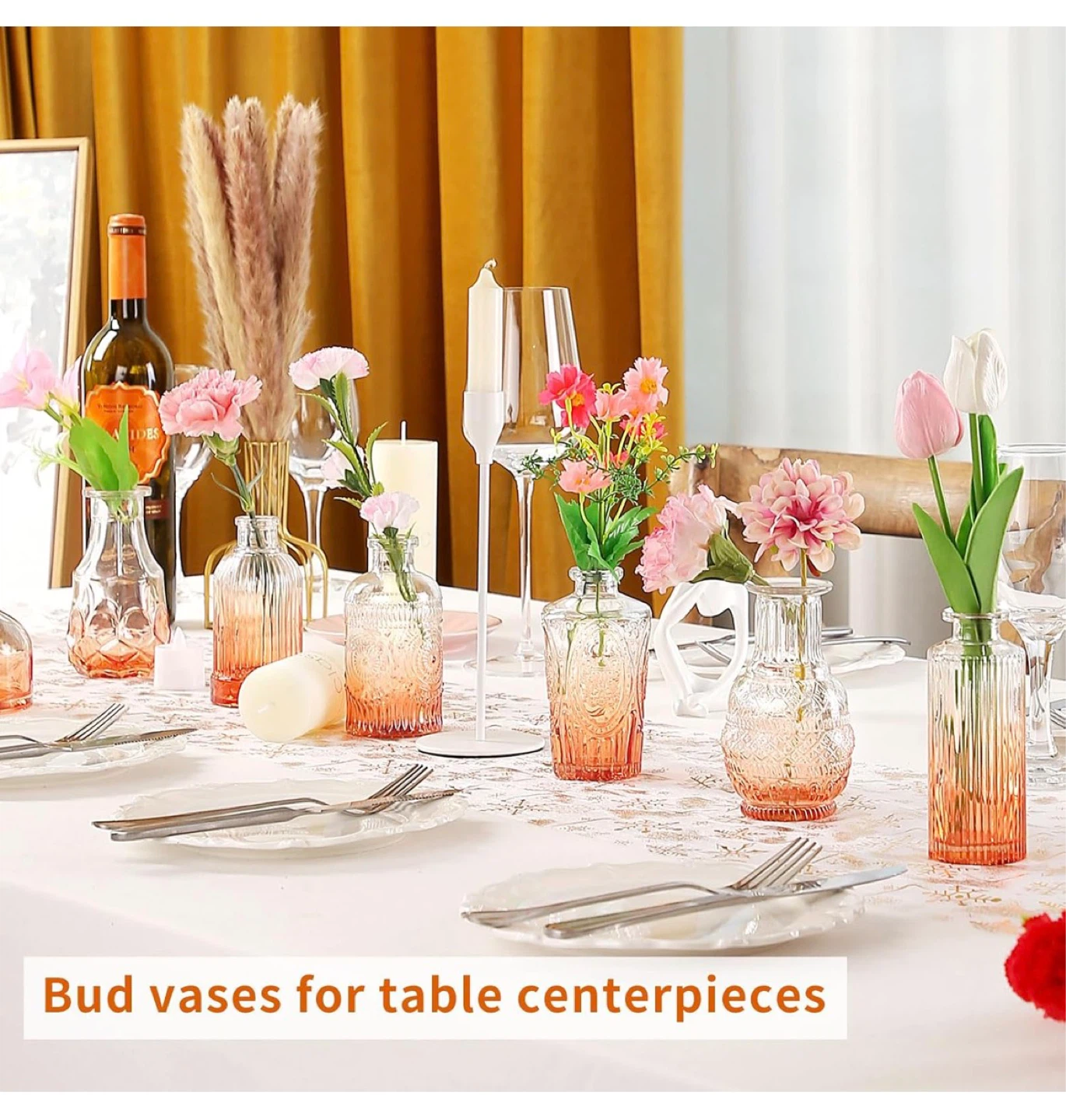 Set of 12 Assorted Vintage Style Glass Bud Vases