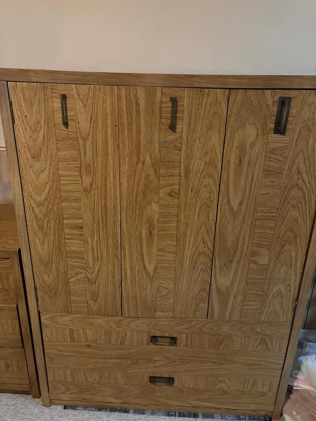 Wooden Wardrobe with Drawers and Shelves