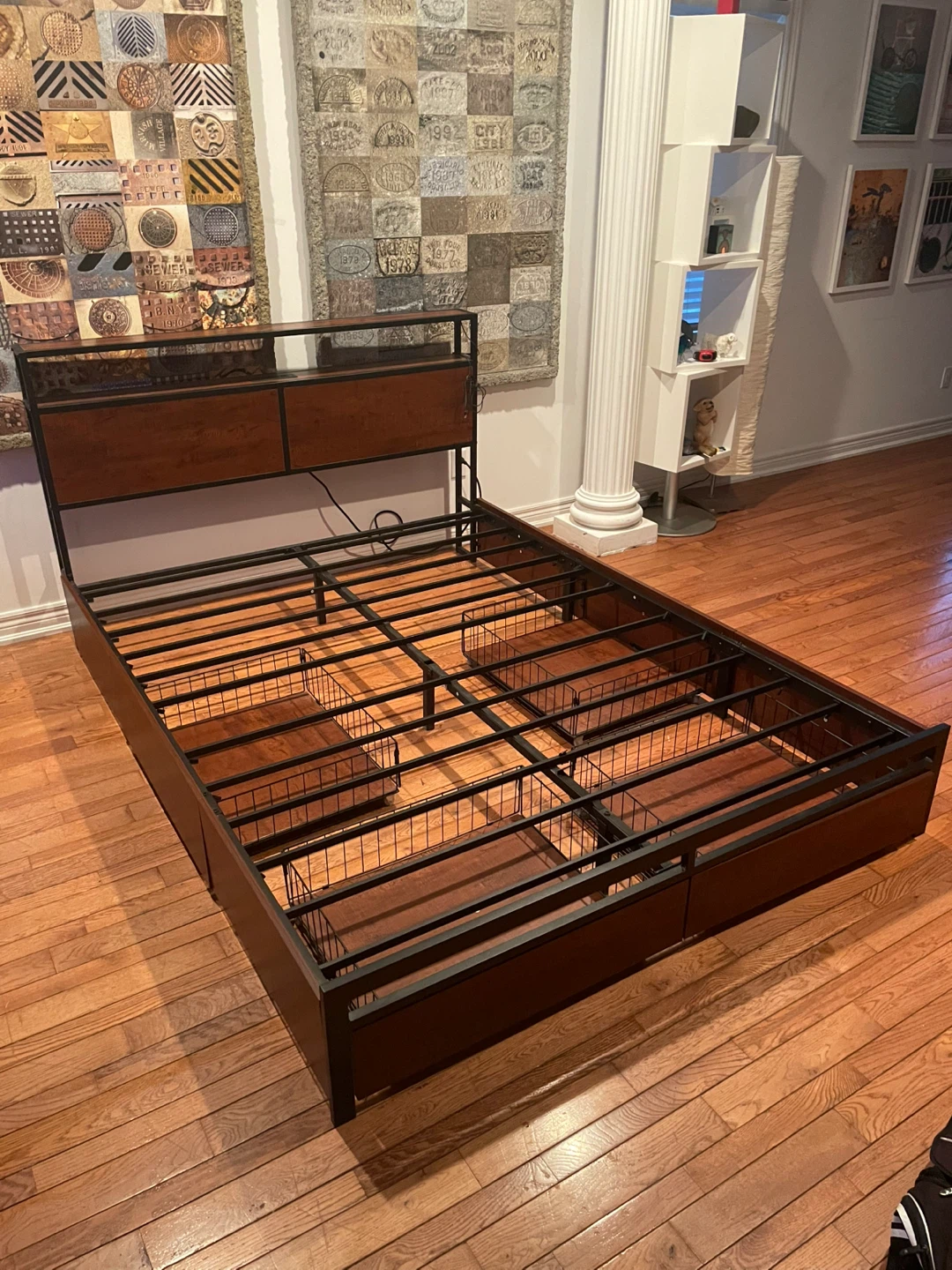 FREE DELIVERY. Metal and Wood Bed Frame With 4 Drawers - photo 2