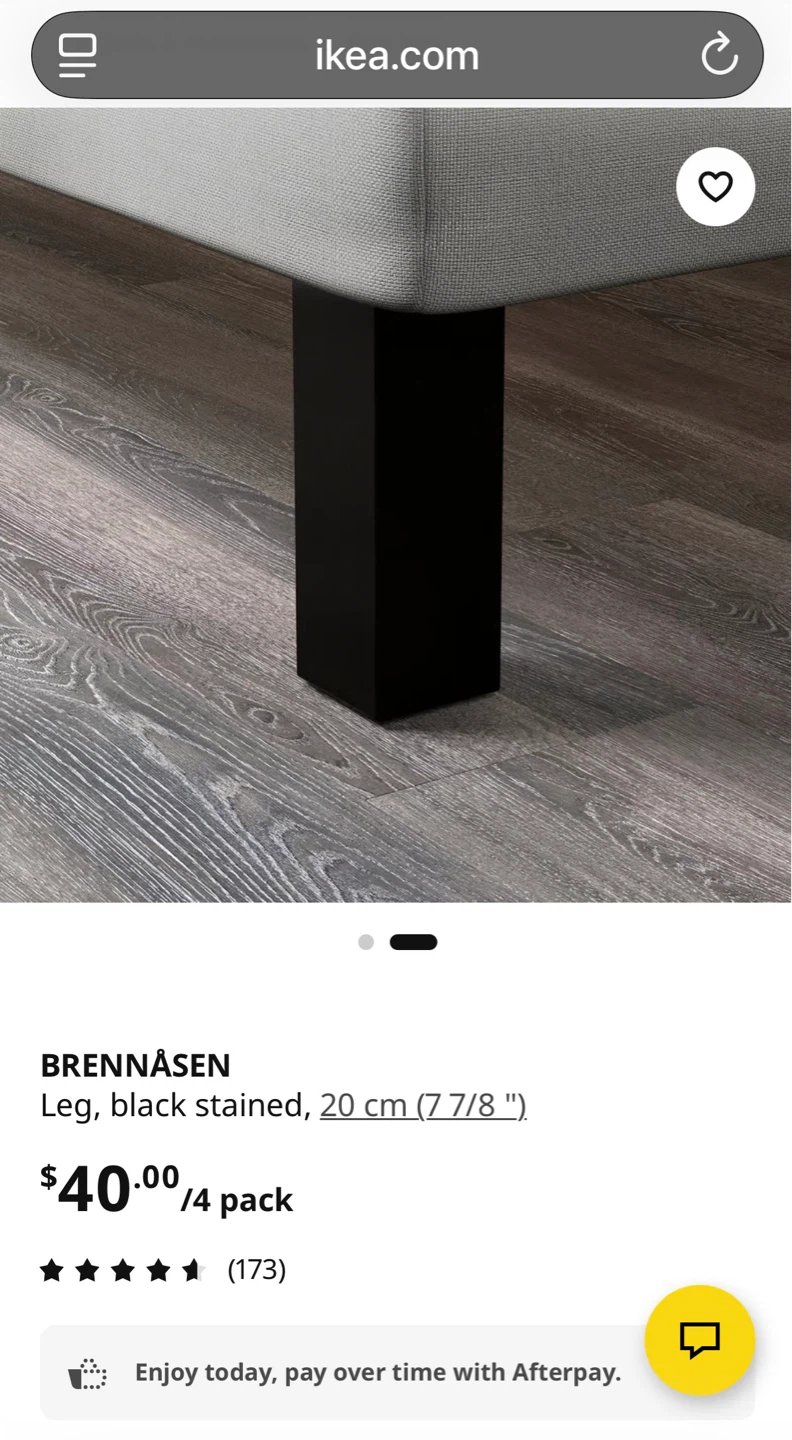 IKEA BRENNÅSEN Legs, Black Stained, 20 cm (Pack of 4)