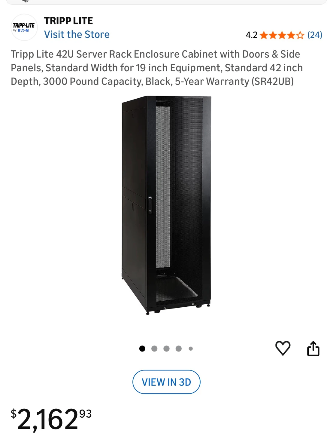 Tripp Lite 42U Server Rack Enclosure Cabinet
