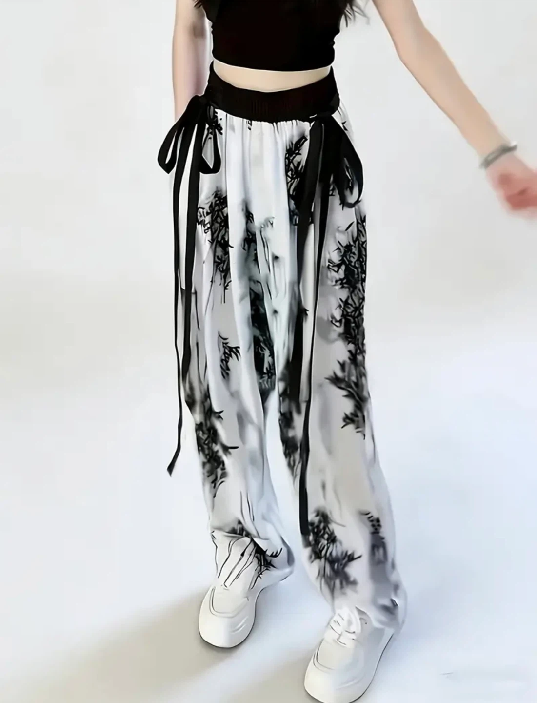 Wide Leg Pants with Bamboo Print - photo 2