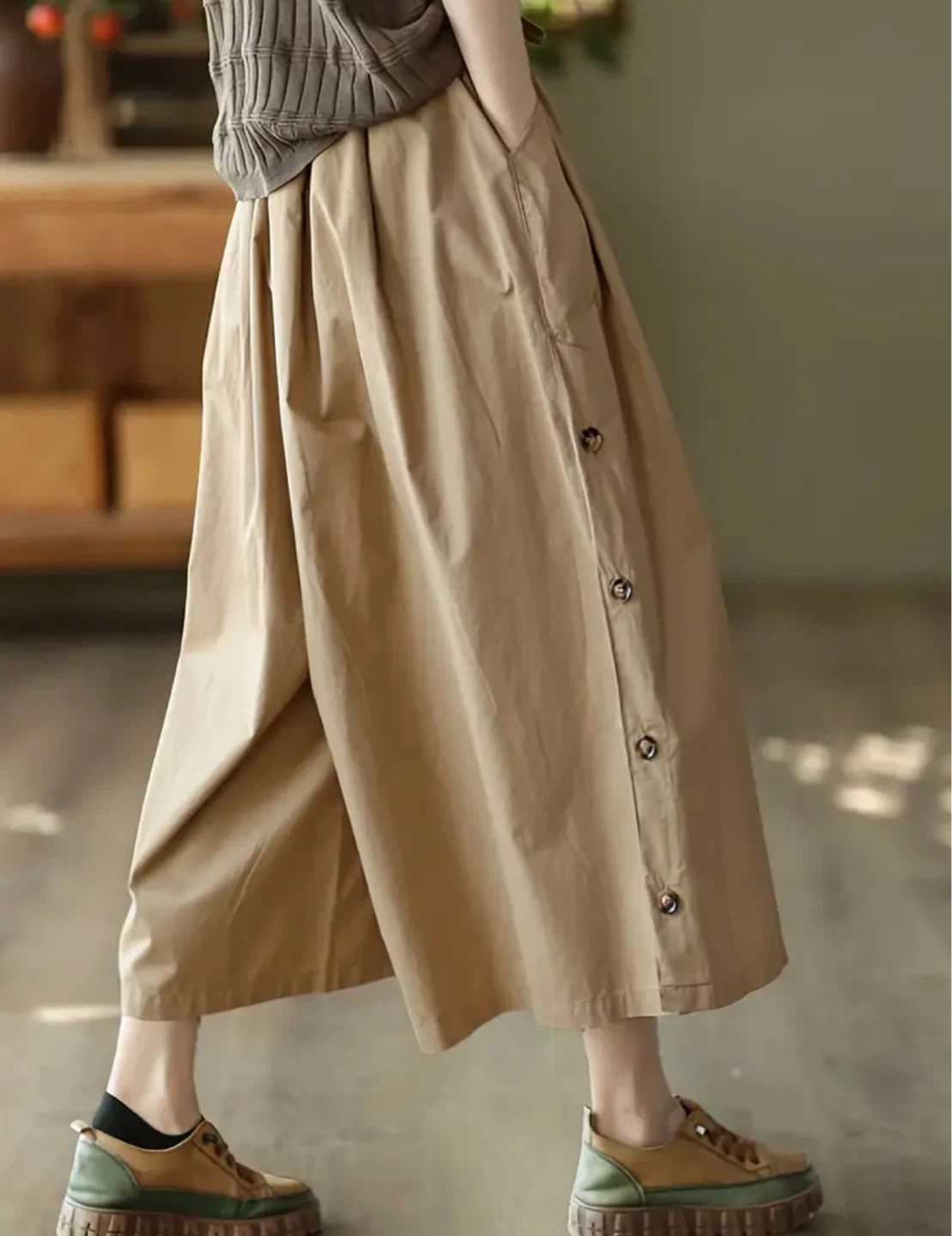 Women's Beige Wide-Leg Culottes - photo 3