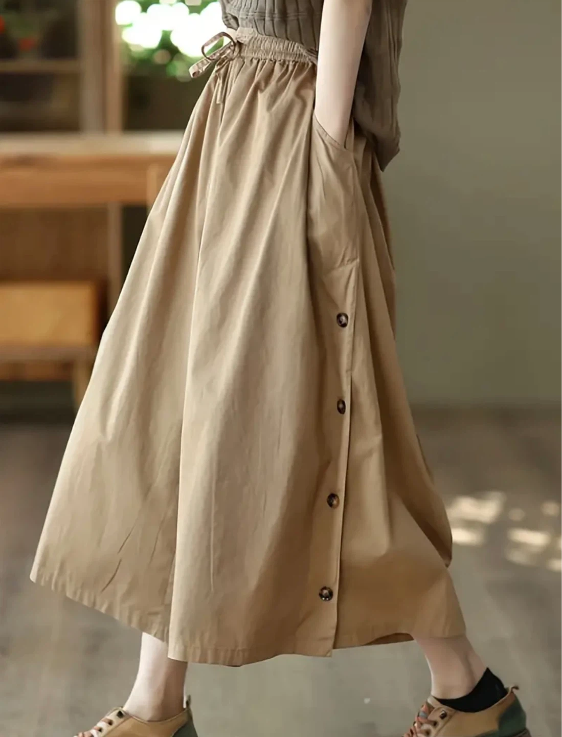 Women's Beige Wide-Leg Culottes - photo 2