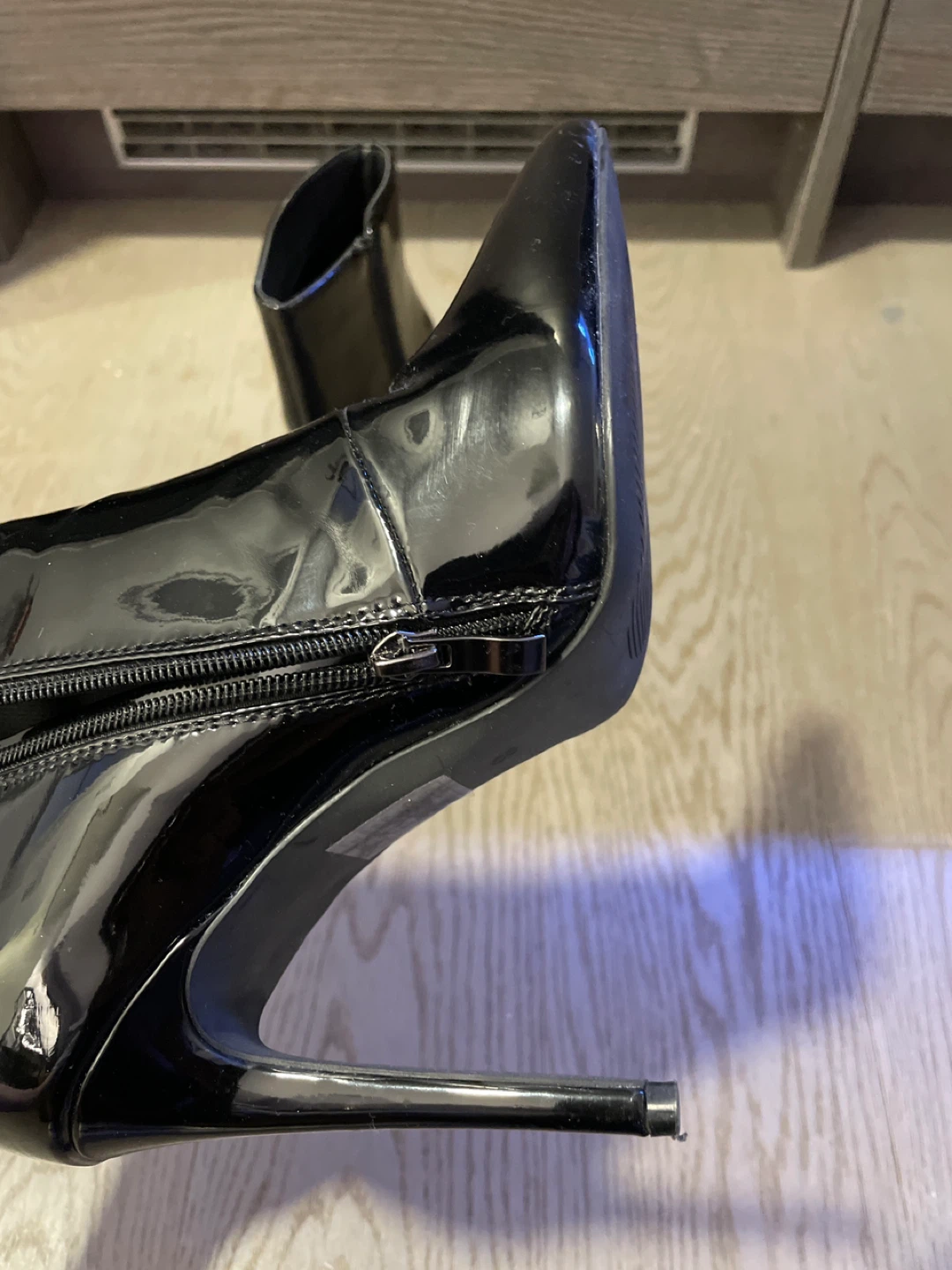 Black Patent Pointed Toe Stiletto Ankle Boots - photo 4