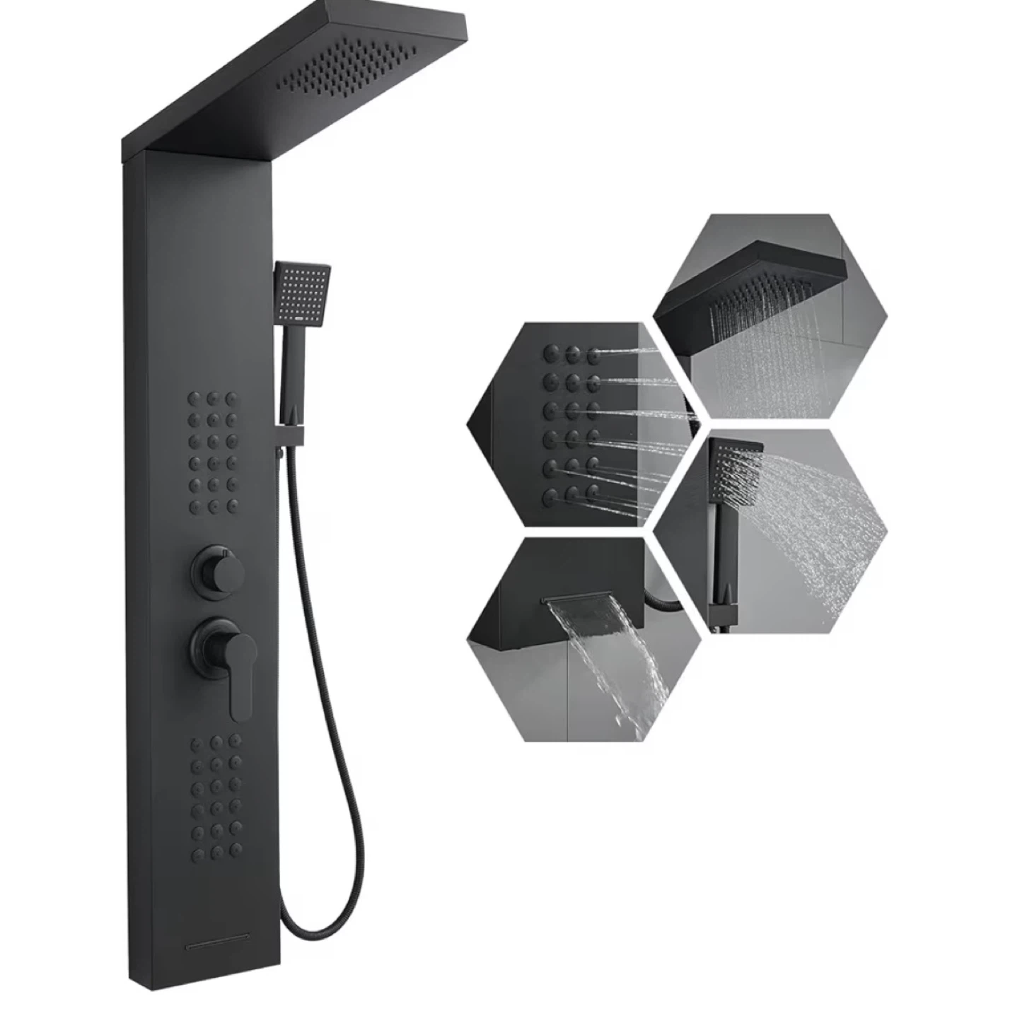 KINKIB Multifunctional Black Shower Panel System