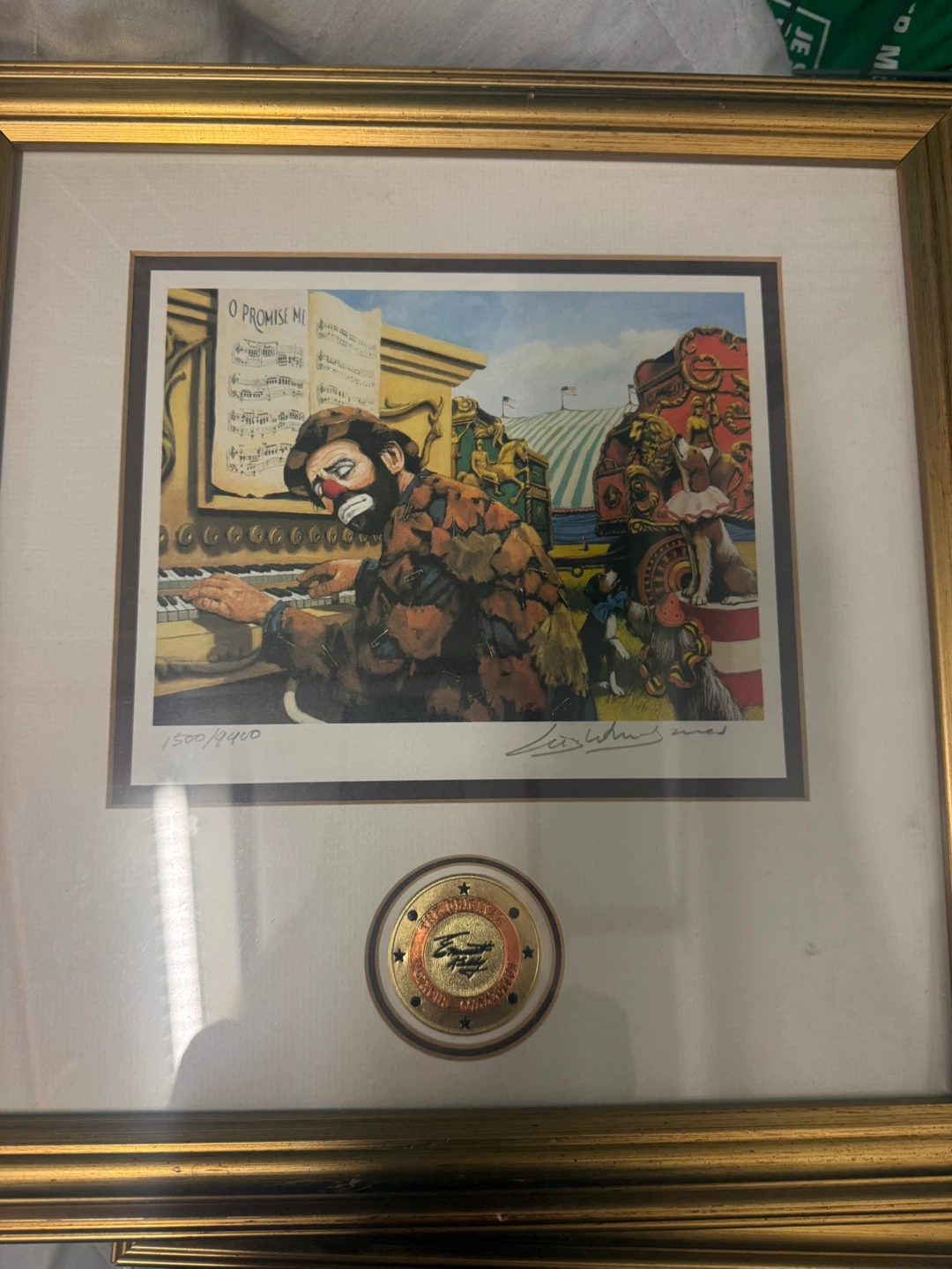 Framed Emmet Kelly Circus Collection Lithograph "The Tycoon" - photo 2