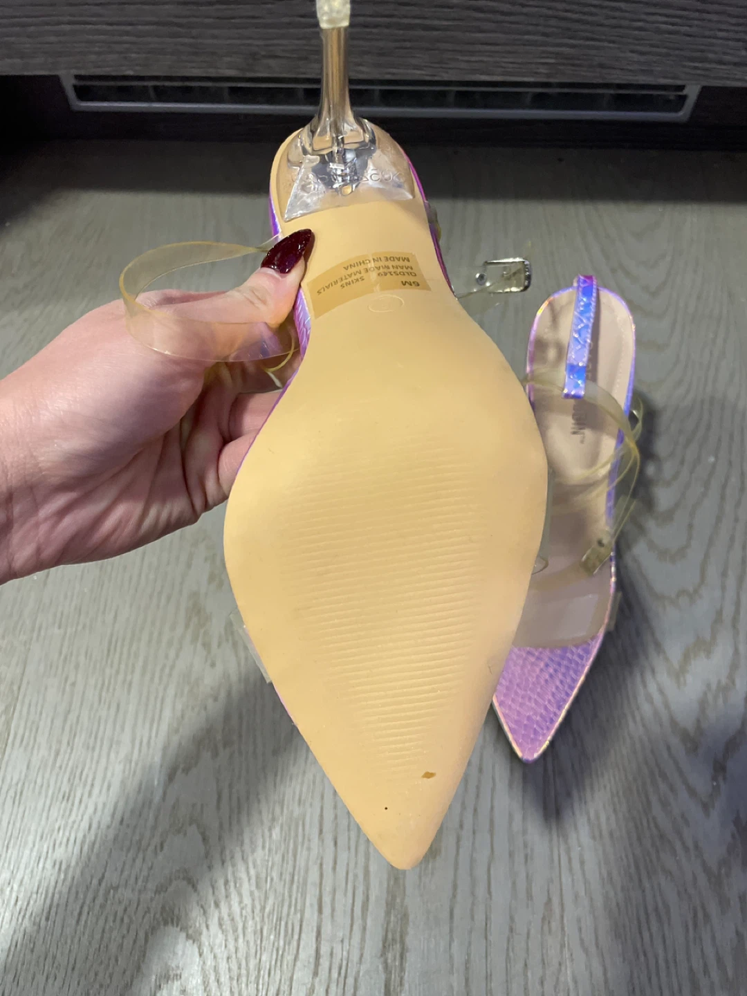 Holographic Clear Strap Heels Size 6M - photo 3