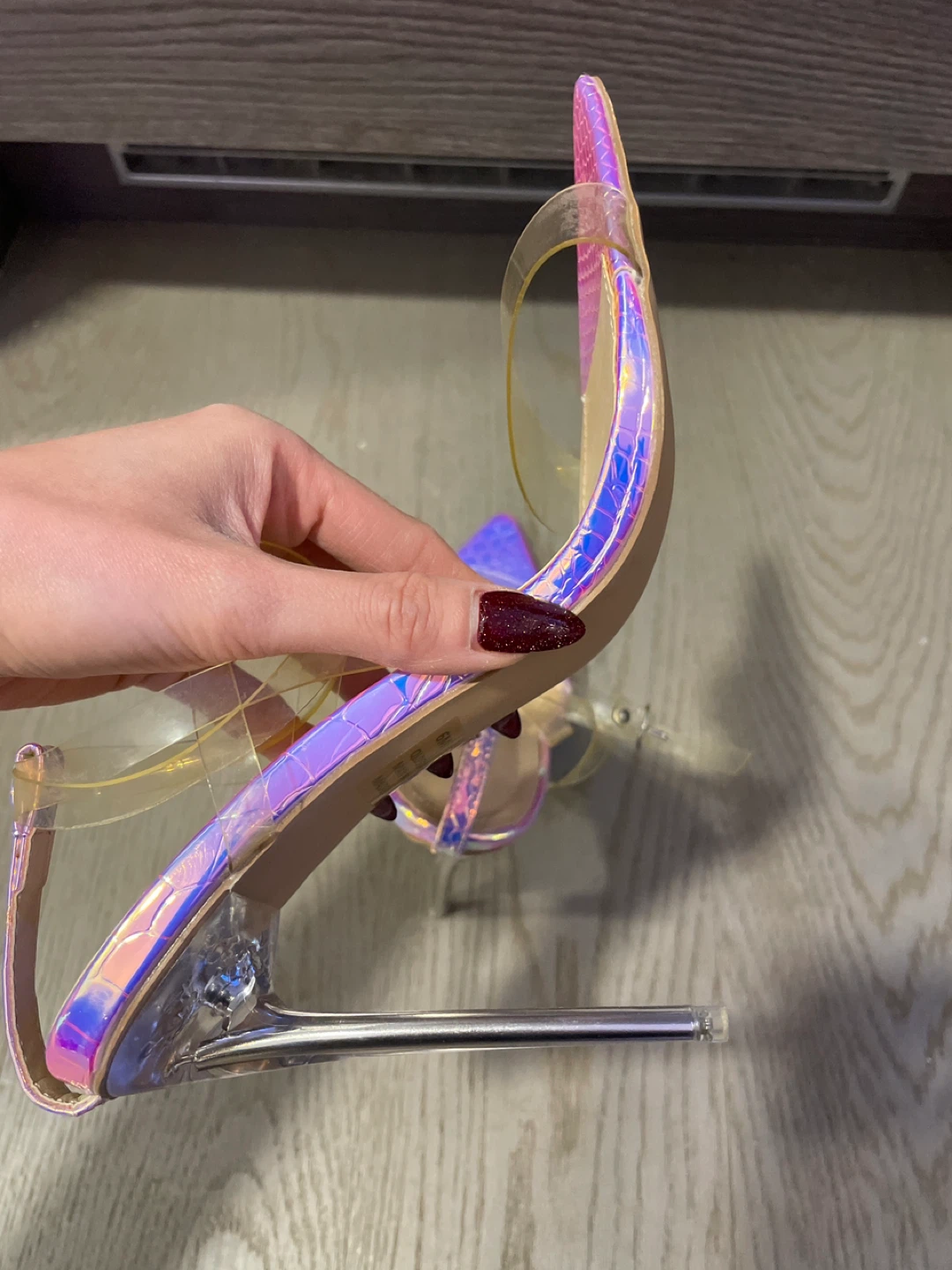 Holographic Clear Strap Heels Size 6M - photo 5