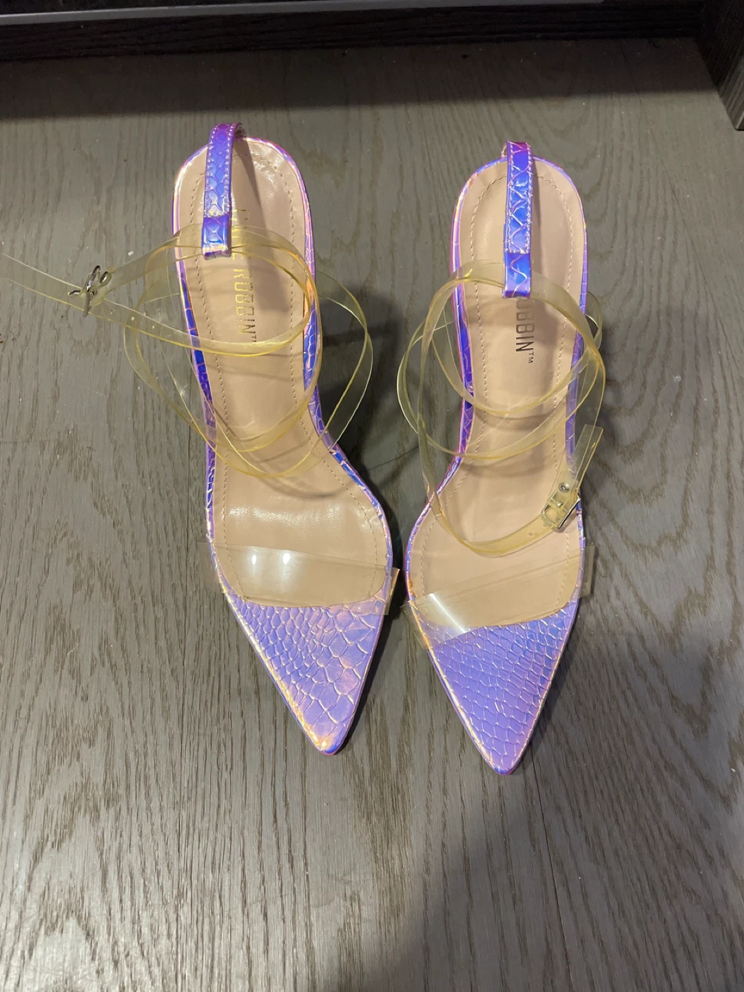 Holographic Clear Strap Heels Size 6M