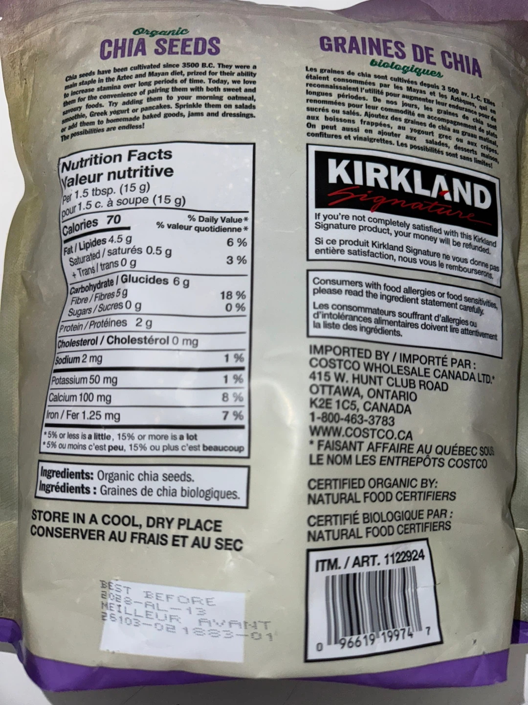 Kirkland Signature Organic Chia Seeds - 1.36 kg - photo 2