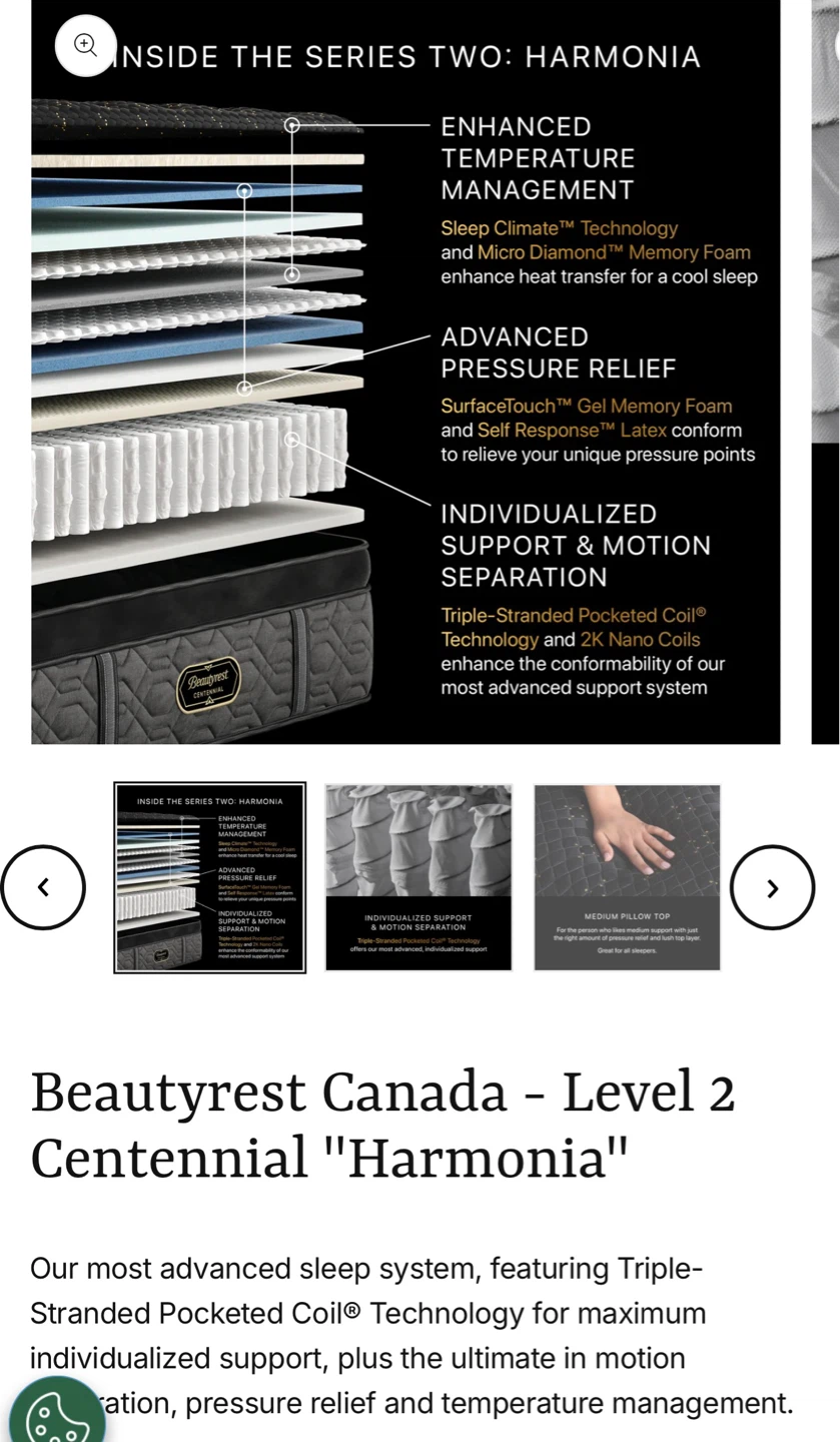 Beautyrest Canada - KING Level 2 Centennial "Harmonia" Mattress - photo 2