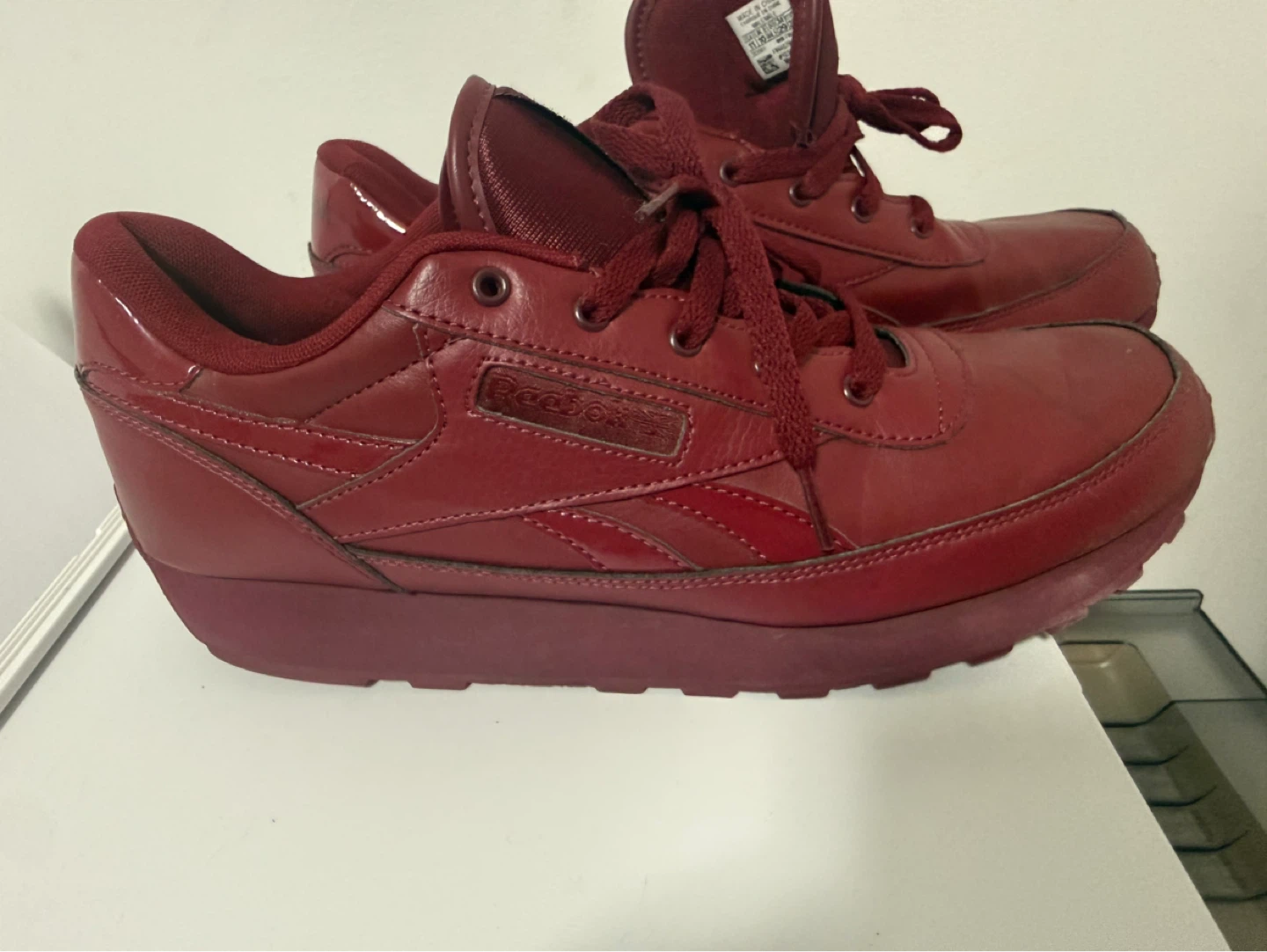 Reebok Classic Leather Running Shoes - Burgundy