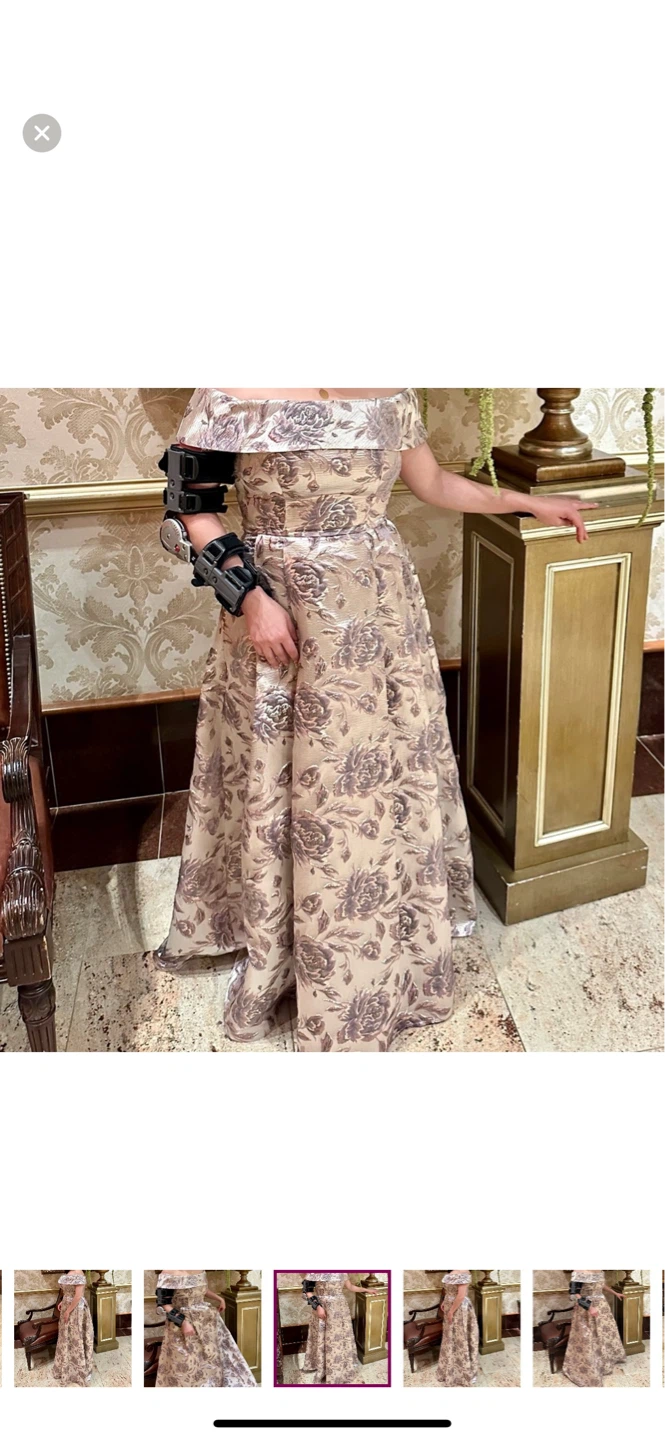 Women's Off-the-Shoulder Floral Brocade Gown - photo 4