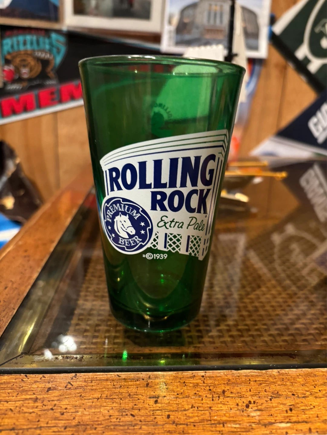 6 x  Rolling Rock Extra Pale Beer Glass cups